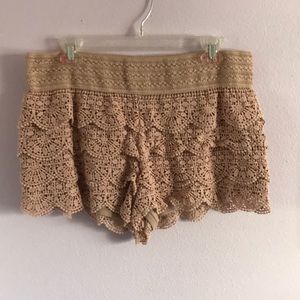 Crochet Beige Shorts